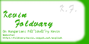 kevin foldvary business card